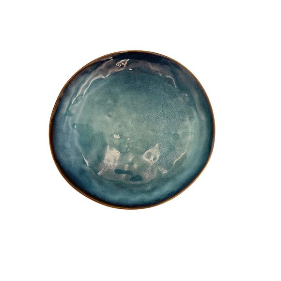 World Market Glazed Ceramic Reactive Indigo Blue Dinner Plate 10.5” Diameter EUC - Picture 1 of 4